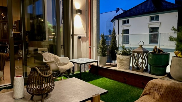 Hyggelig kveldsbilde fra balkong