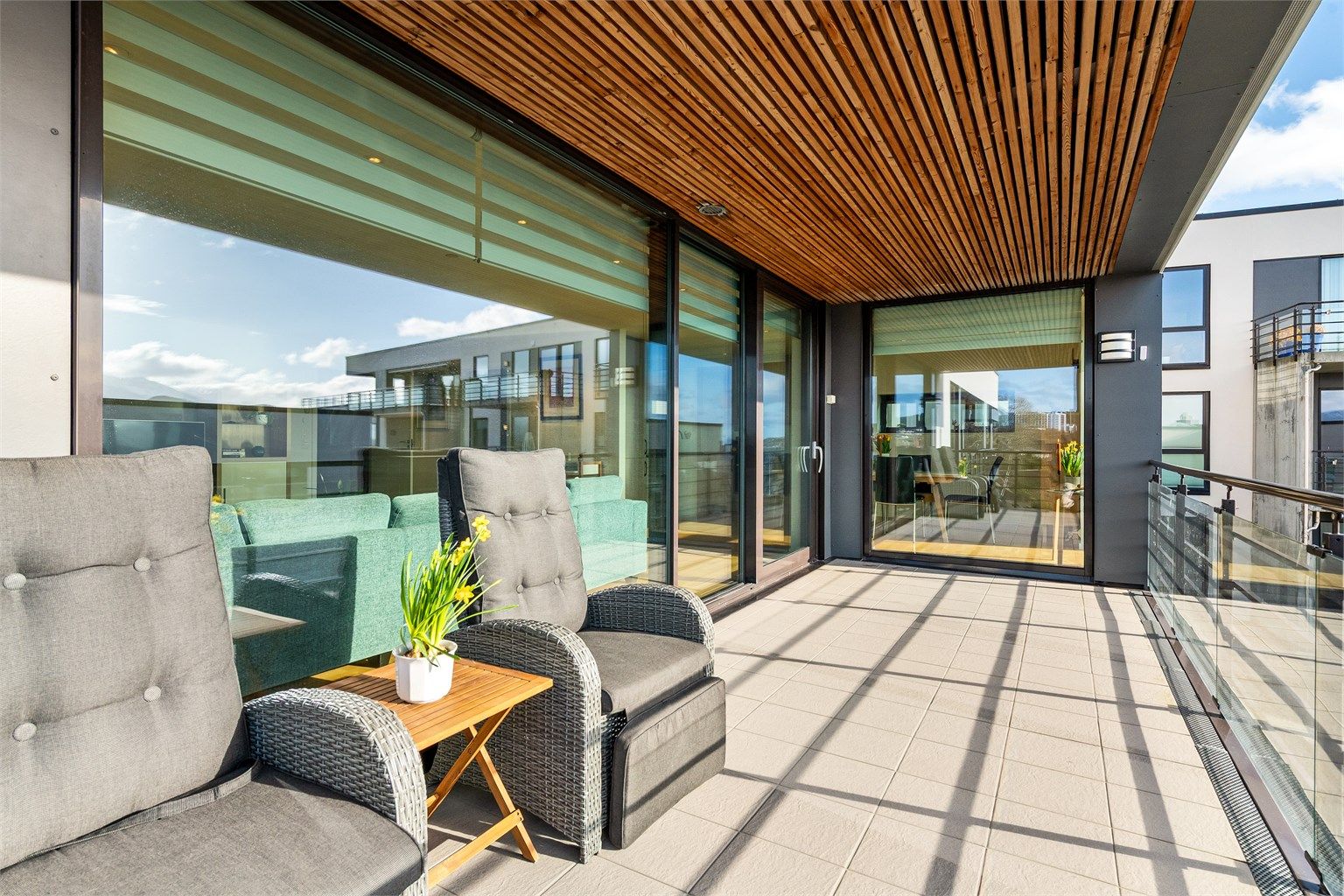 Overbygd terrasse mot syd på 16 kvm