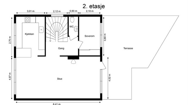 Planløsning 2. etasje - Hovedetasjen.