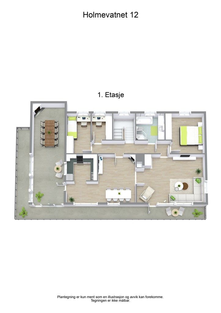 3 D plantegning 1. etasje