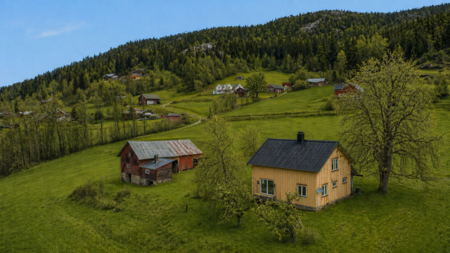 Krogsveen v/Sander Stølan presenterer Granlivegen 65! Foto: Danny Twang. Bildet er redigert med bruk av AI for å fjerne snø, noe avvik vedr. tak etc. kan forekomme.