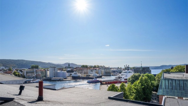 Utsikt fra takterrassen.