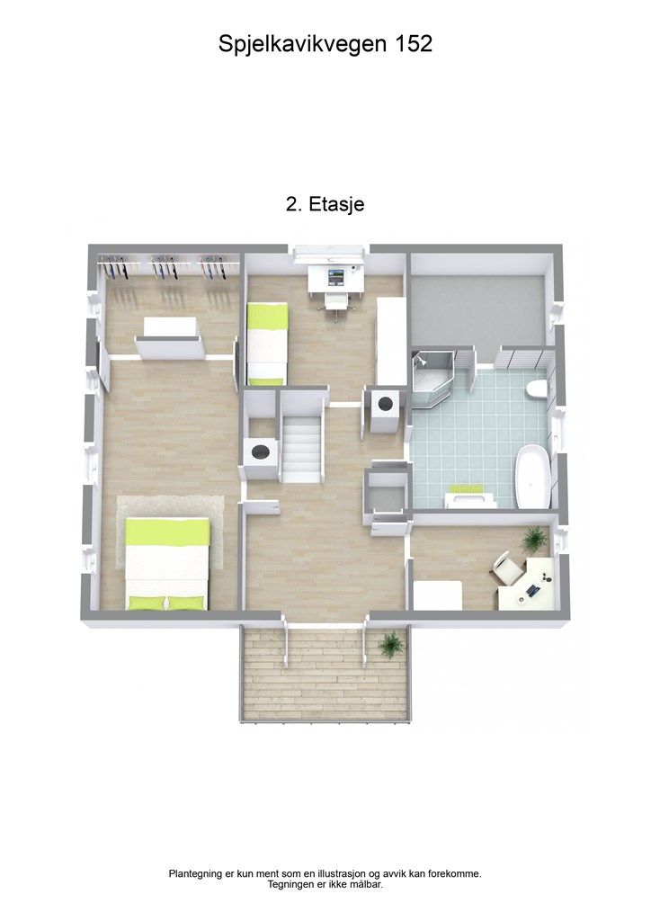 3 D plantegning 2. etasje