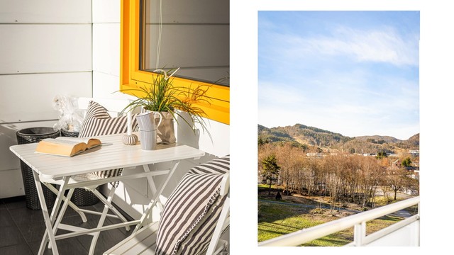 På balkongen er det mulig å innrede med diverse utemøbler.