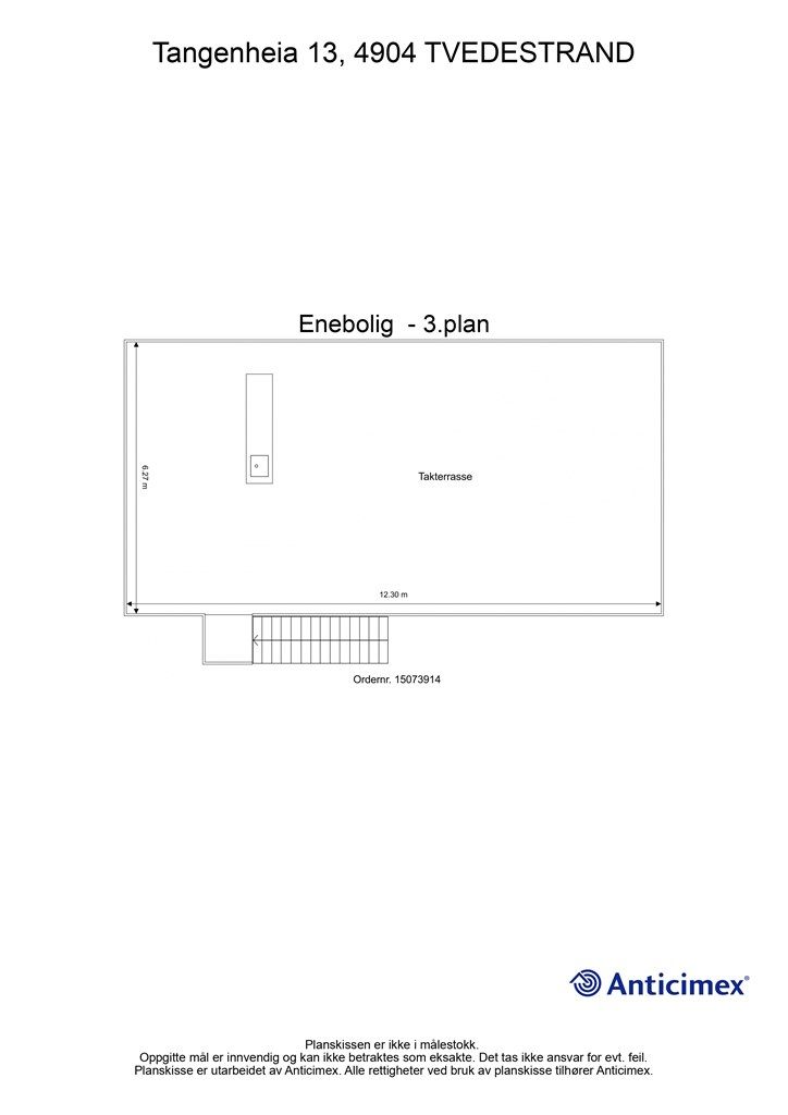 Plantegning-Enebolig - Takterrasse/3. etasje
