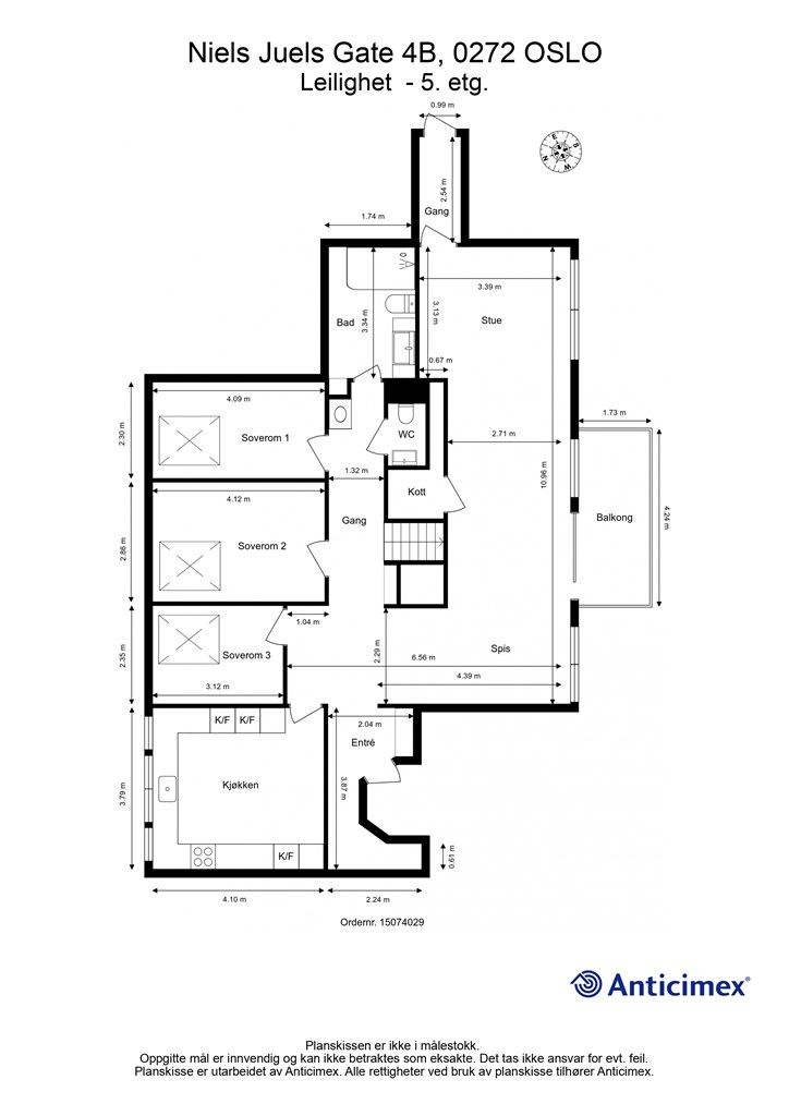 Plantegning hovedetasje, 5.etg
