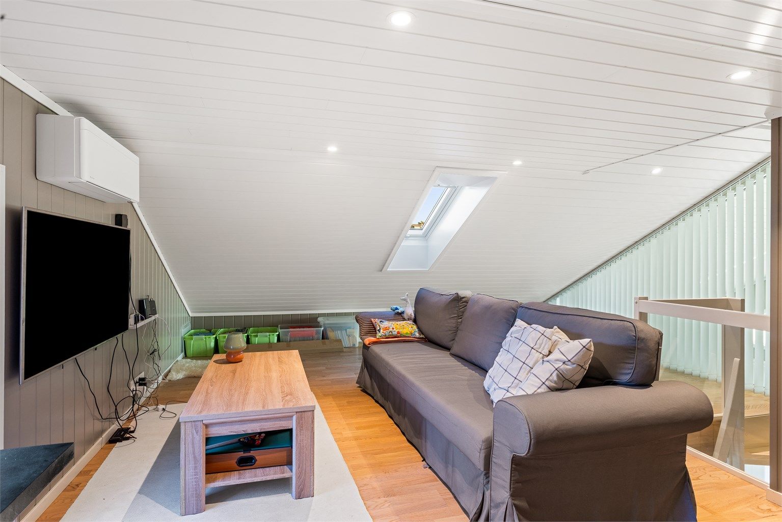 LEKEN HEMS: Her er det plass for TV, sofa og soveplass.