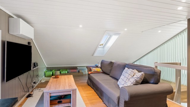 LEKEN HEMS: Her er det plass for TV, sofa og soveplass.