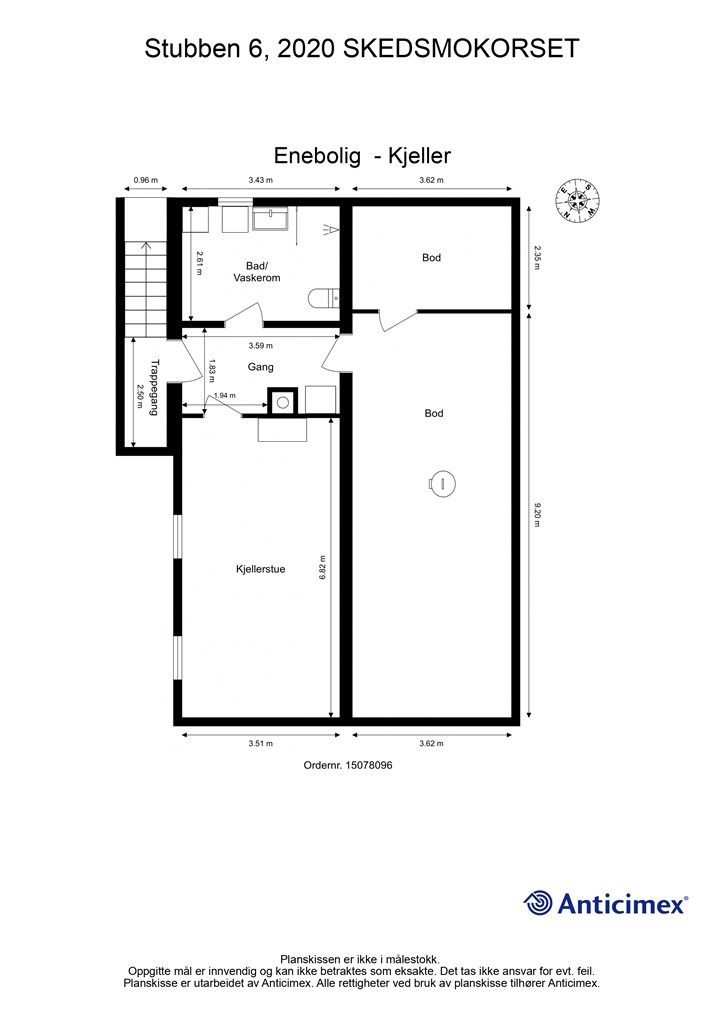 Kjelleretasjen inneholder kjellerstue, bad/vaskerom og to romslige boder.