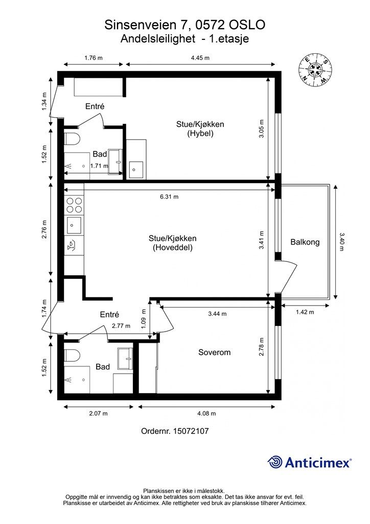 Målsatt plantegning