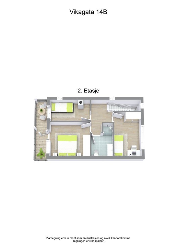 3 D plantegning 2. etasje