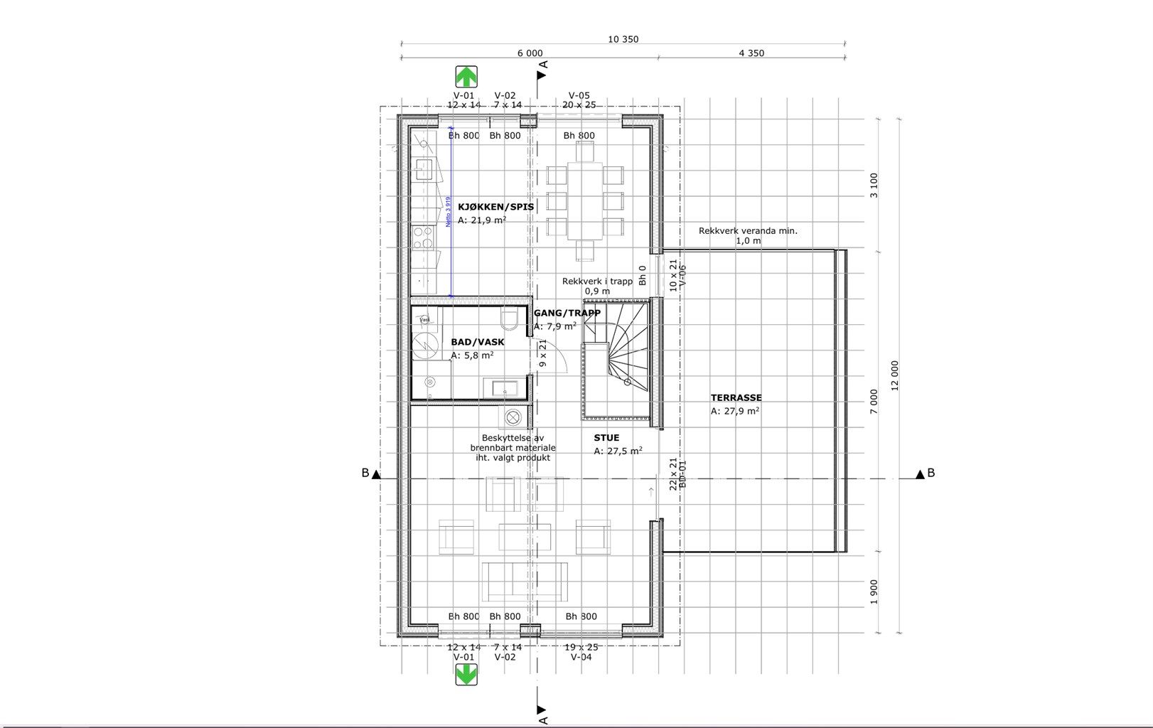 Veiledende skisse av andre etasje.