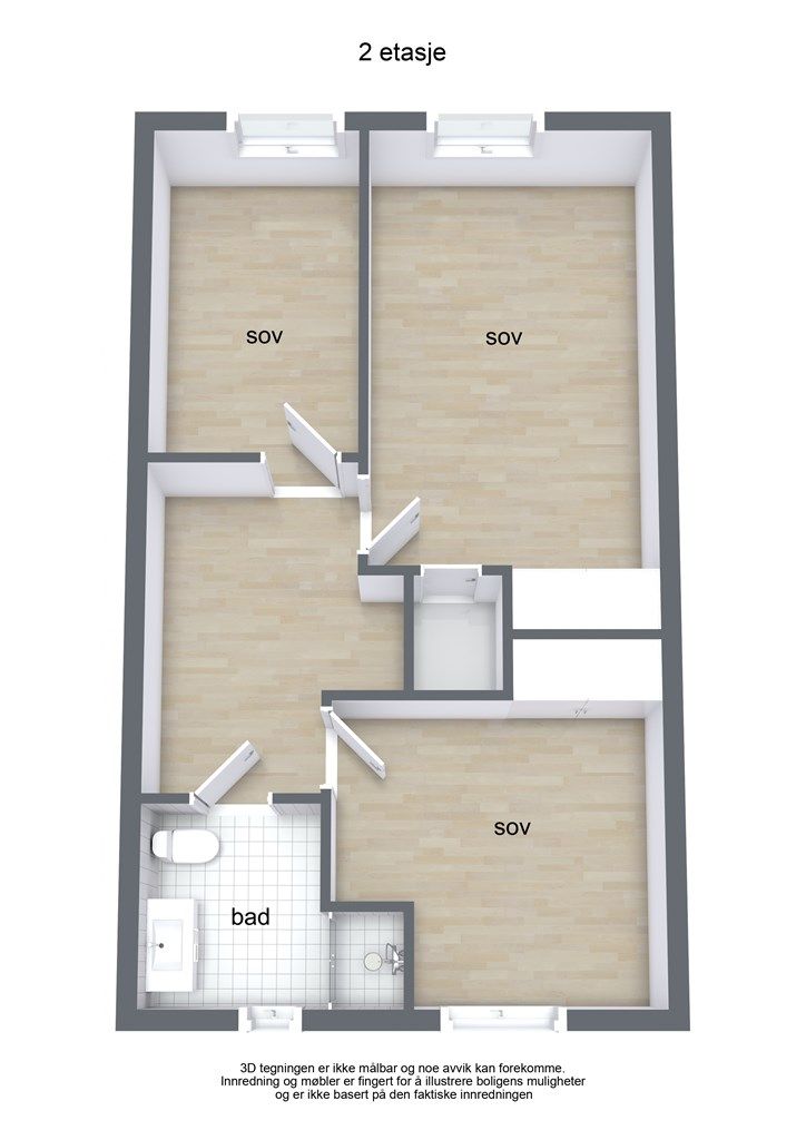 3D plantegning 2. etasje