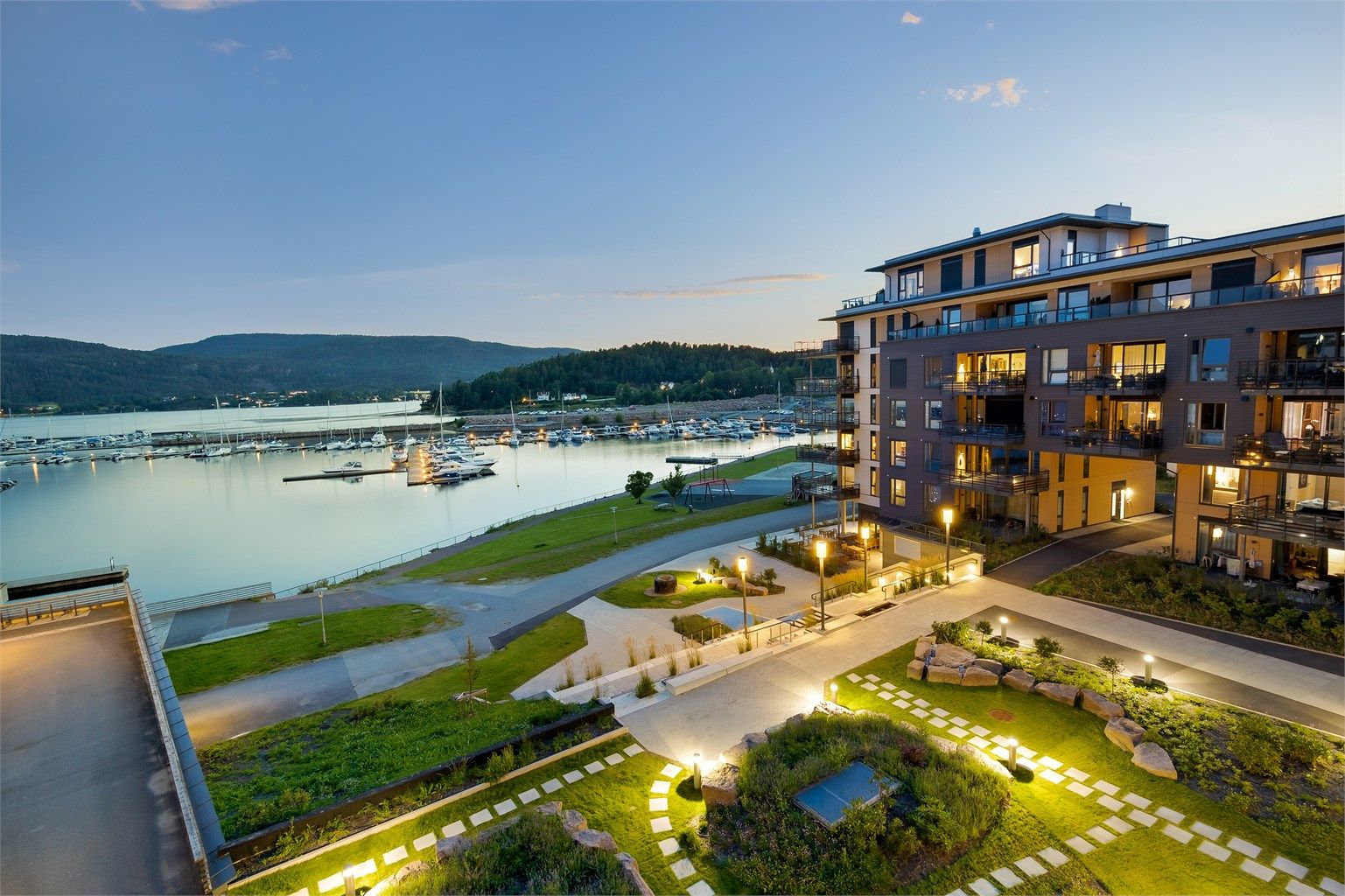 Nordre Jarlsberg Brygge har en nydelig beliggenhet i Sandebukta