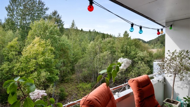 Gulvoverflater er belagt med terrassebord og verandaen har stikkontakt