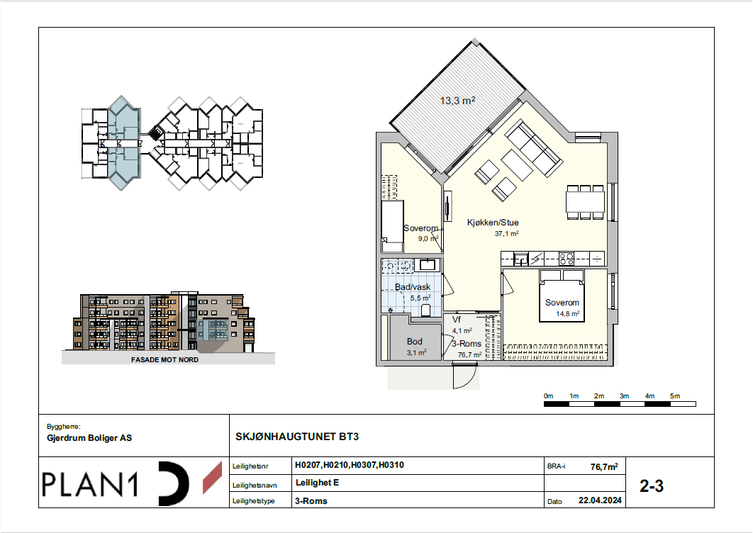 Eiendomsmegler Krogsveen v/ Vegard Gran-Andersen har nå en tre-roms for salg -  kontraktsposisjon på Skjønhaugtunet trinn 3. 