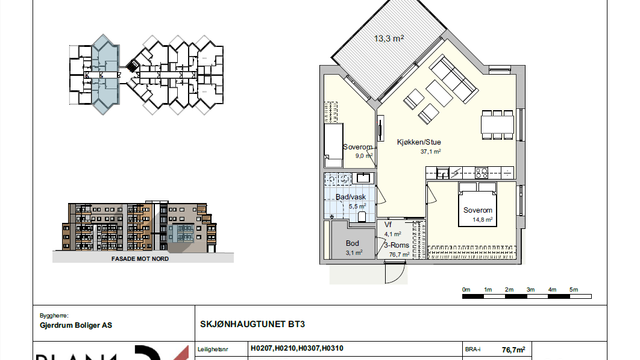Eiendomsmegler Krogsveen v/ Vegard Gran-Andersen har nå en tre-roms for salg - kontraktsposisjon på Skjønhaugtunet trinn 3.