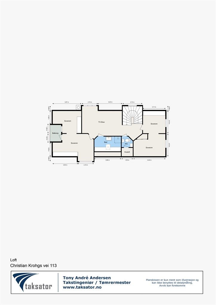 Vi starter med plantegningen slik at du får orientert deg i lofts etg.