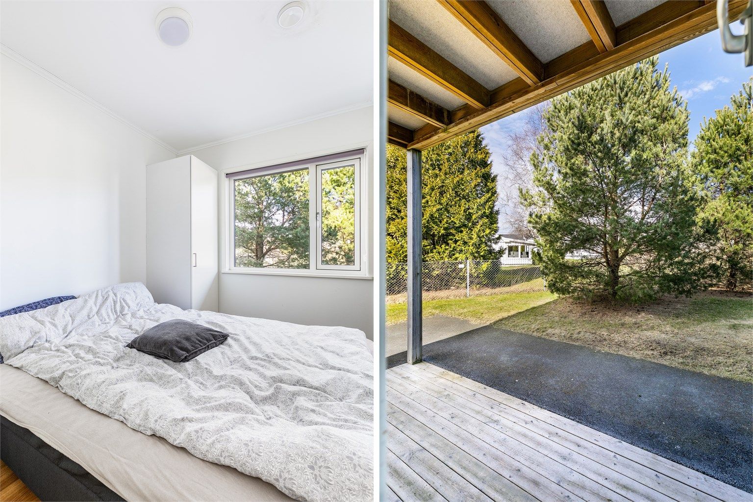 Soverommets vindu er orientert i østlig retning - bort fra varmende ettermiddags- og kveldssol.