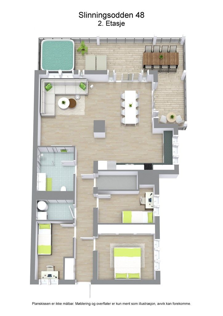 3 D plantegning 1. etasje