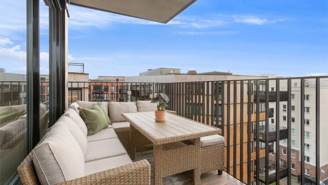 Sydvestvendt balkong på ca. 8 kvm