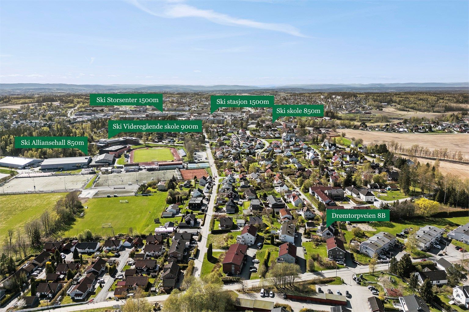 Rolig og tilbaketrukket nabolag med kort vei til det meste