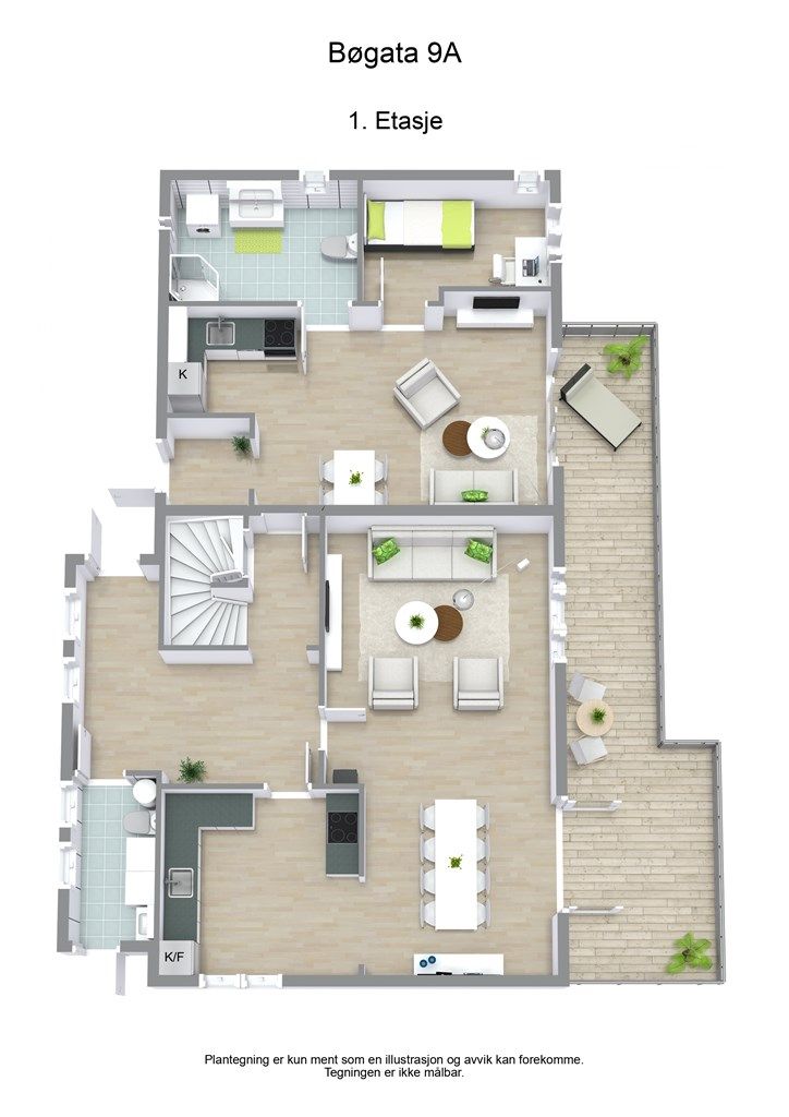 3 D plantegning hovedetasje