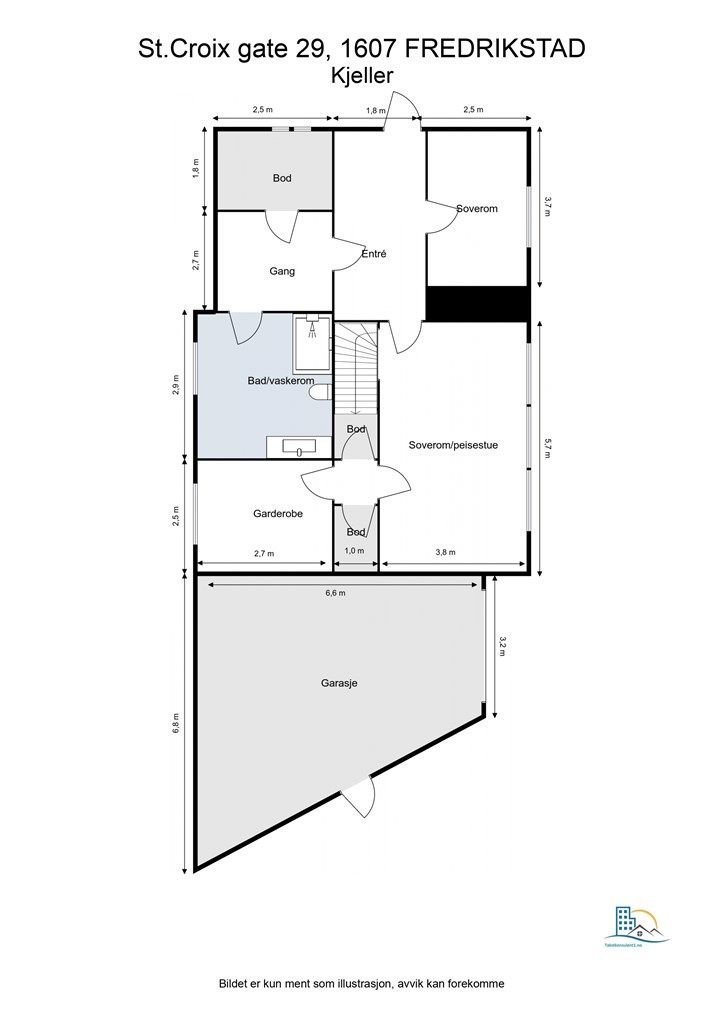 Veiledende plantegning kjeller 
