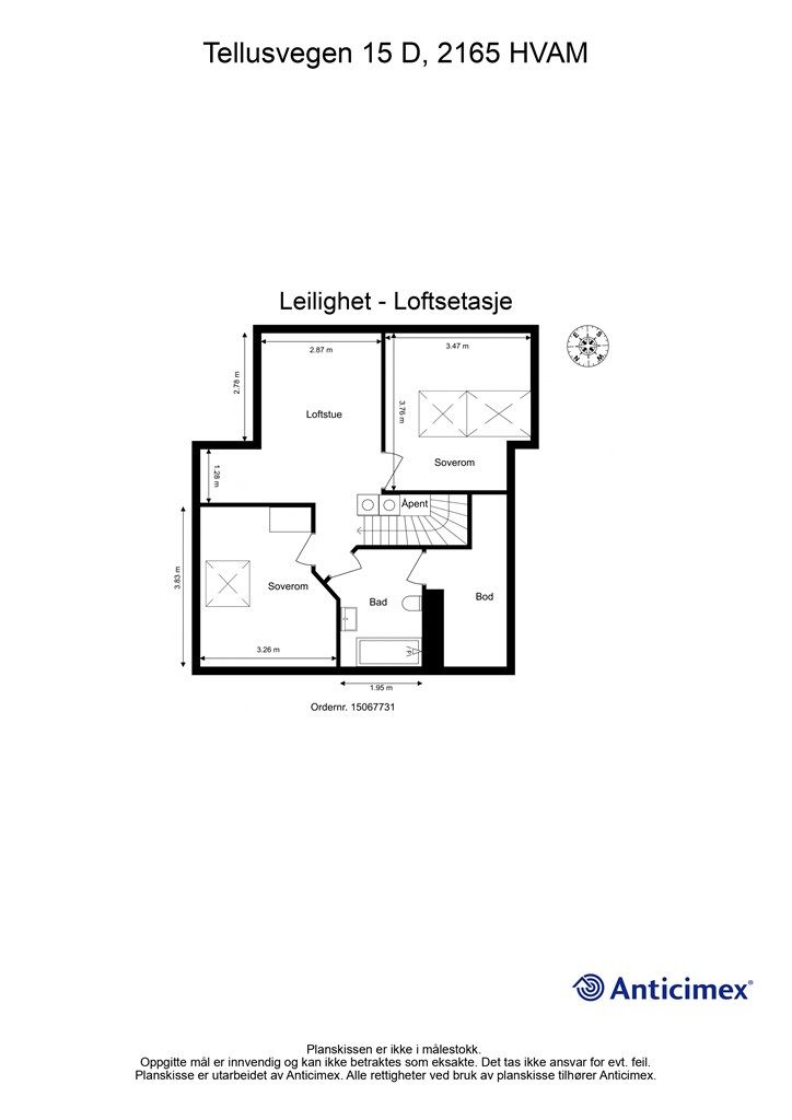 Plantegning loftetasje. 