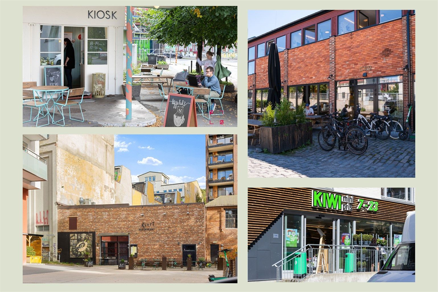 Kort vei til kafeer, butikker og servicetilbud i Kværnerbyen, med KIOSK på Galgeberg og ZZ Pizza like i nærheten.