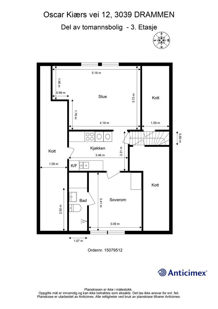 Plantegning - 3. etasje/loftetasje