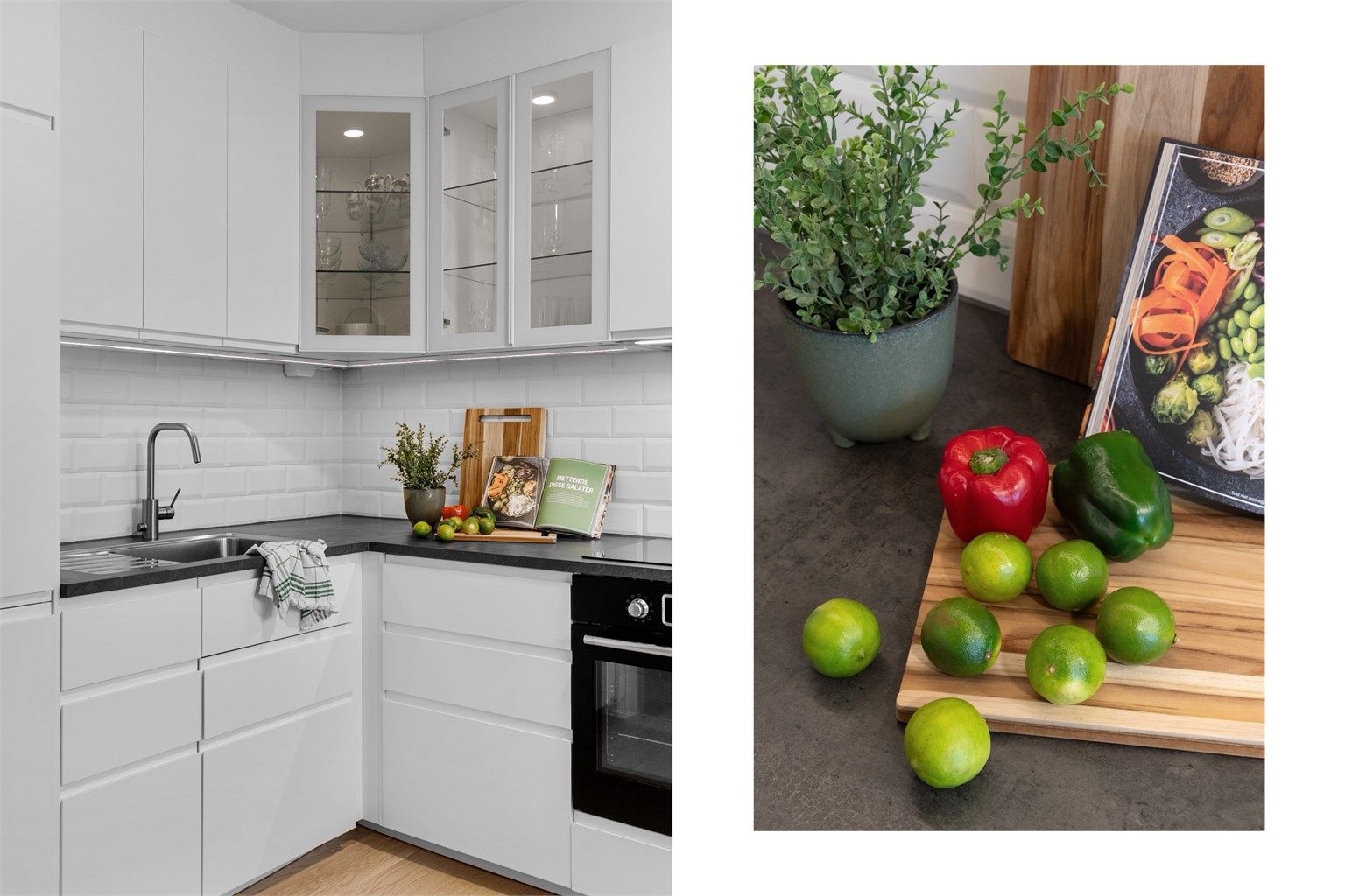 - Integrert stekeovn, platetopp, oppvaskmaskin og kjøleskap med fryser -