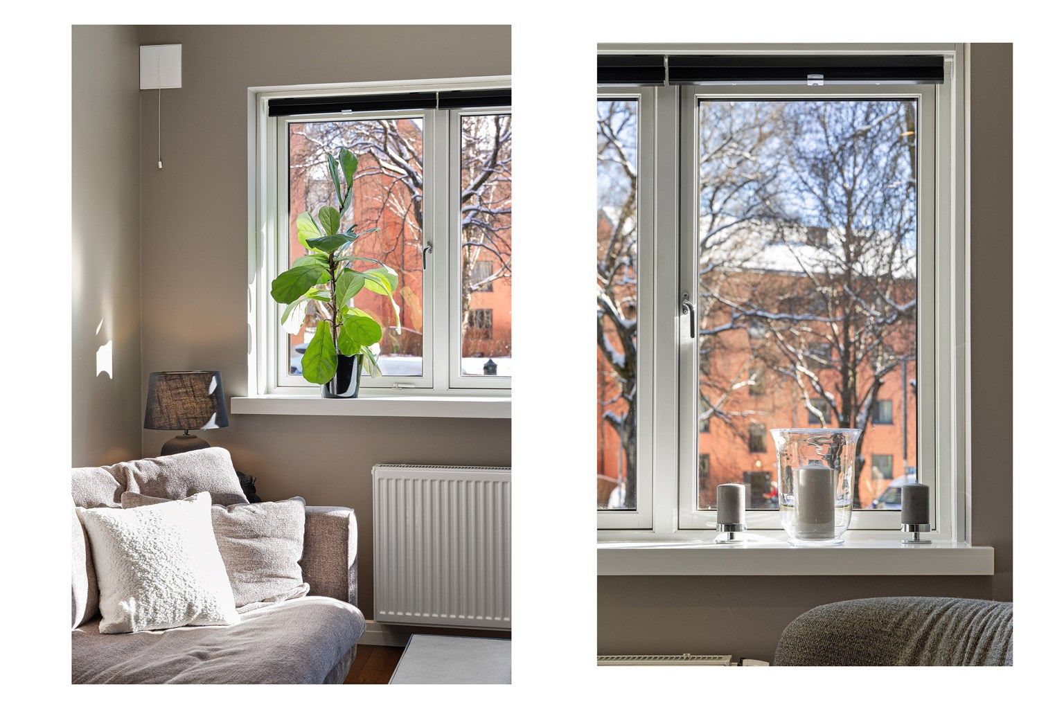 Leiligheten ligger i en høy 1. etasje, som gir en privat atmosfære uten direkte innsyn.