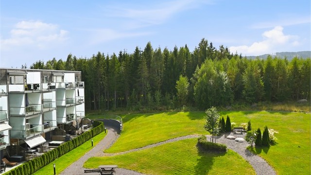 Utsikt fra leiligetens balkong
