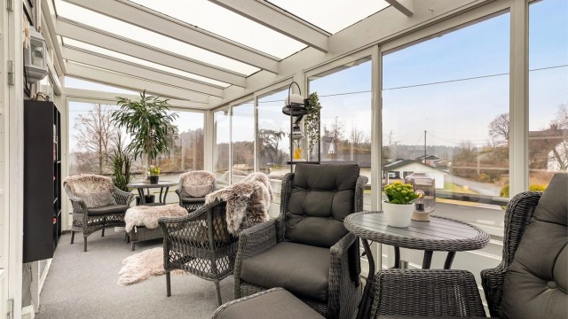 Glassverandaen brukes både sommer og vinter.