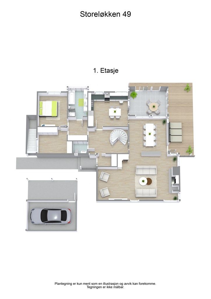 3 D plantegning 1. etasje
