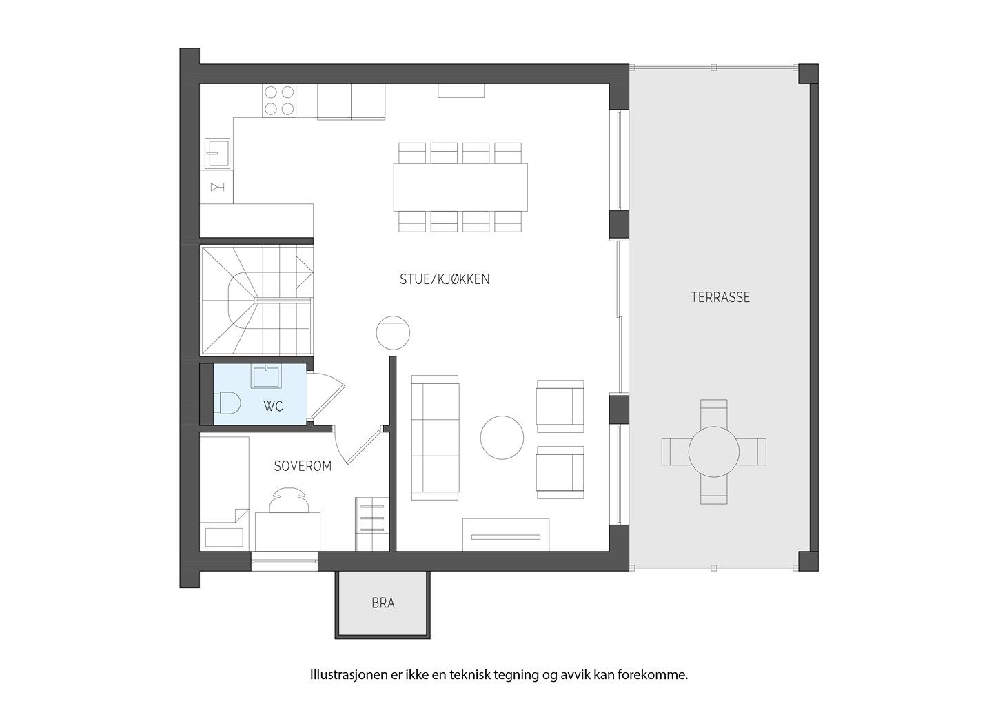 Veiledende skisse av andre etasje.