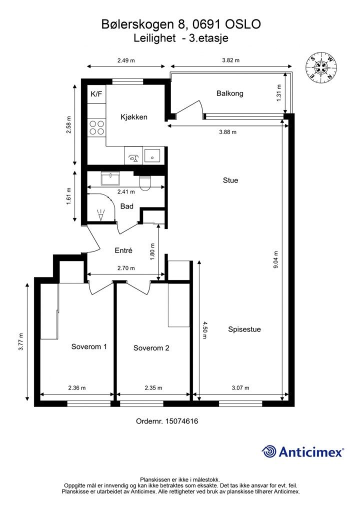 Plantegning, 3. etasje.