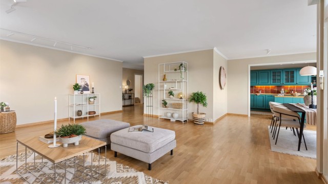 Åpen løsning mellom stue og spisestue. Foto: Emotional Landscape Production Ole Thoresen