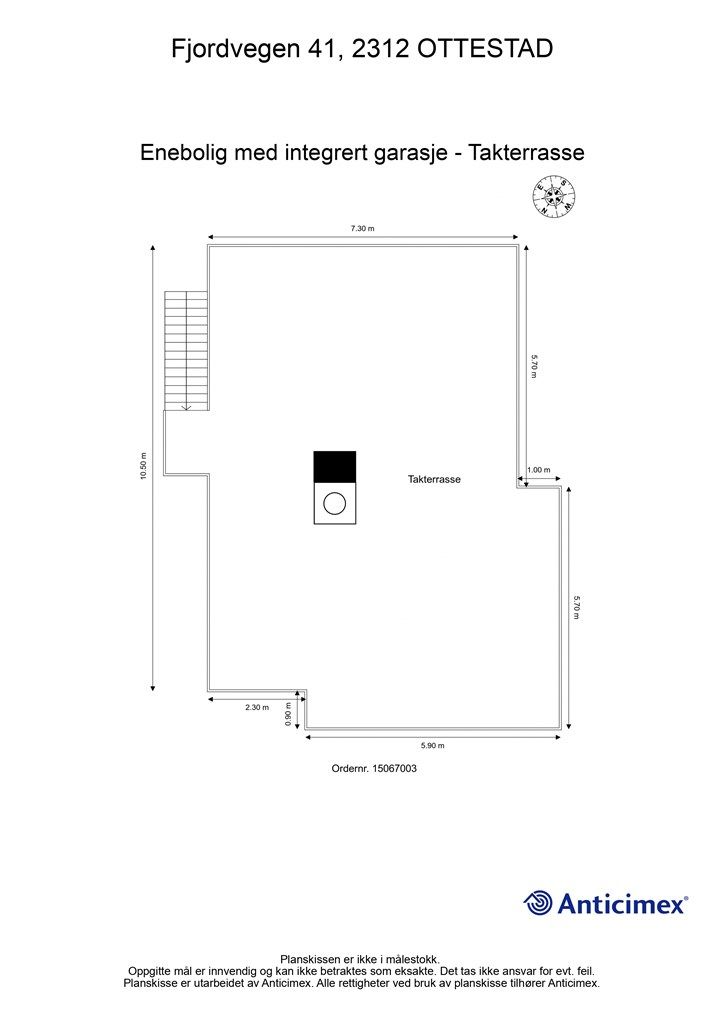 Plantegning takterrasse. 