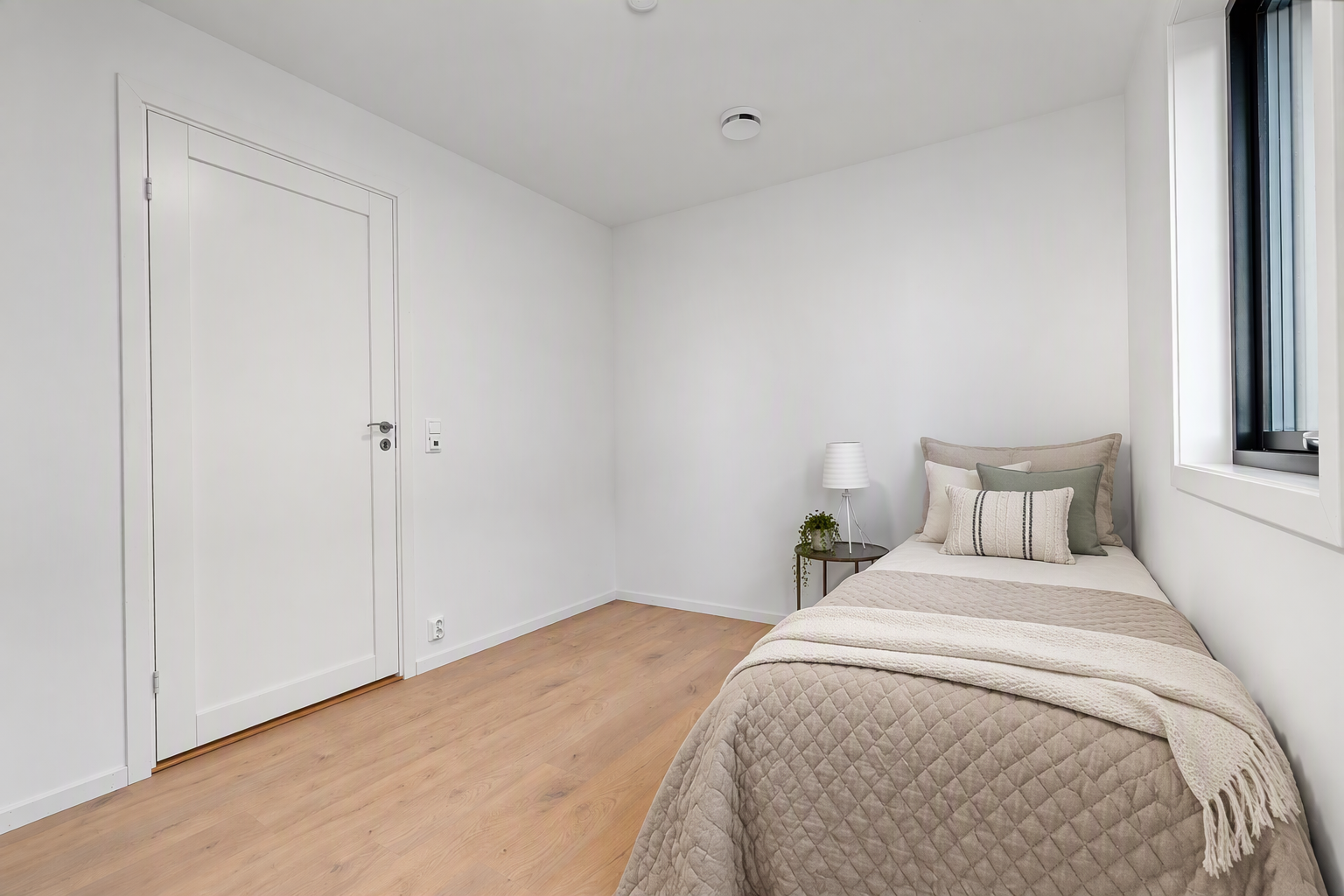 Soverom innredet med enkeltseng (Digital styling)