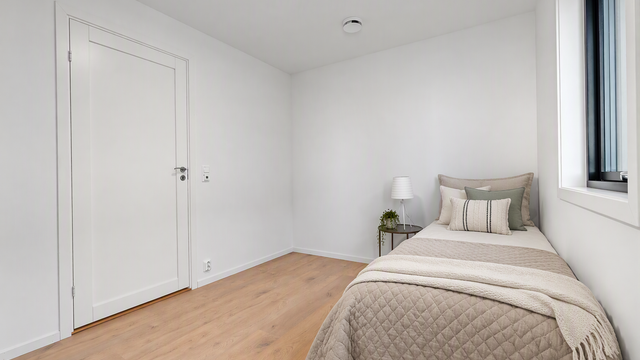 Soverom innredet med enkeltseng (Digital styling)