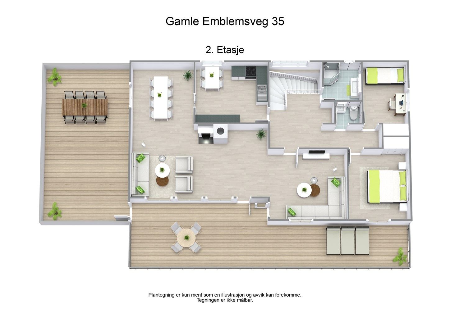 3 D plantegning hovedetasje