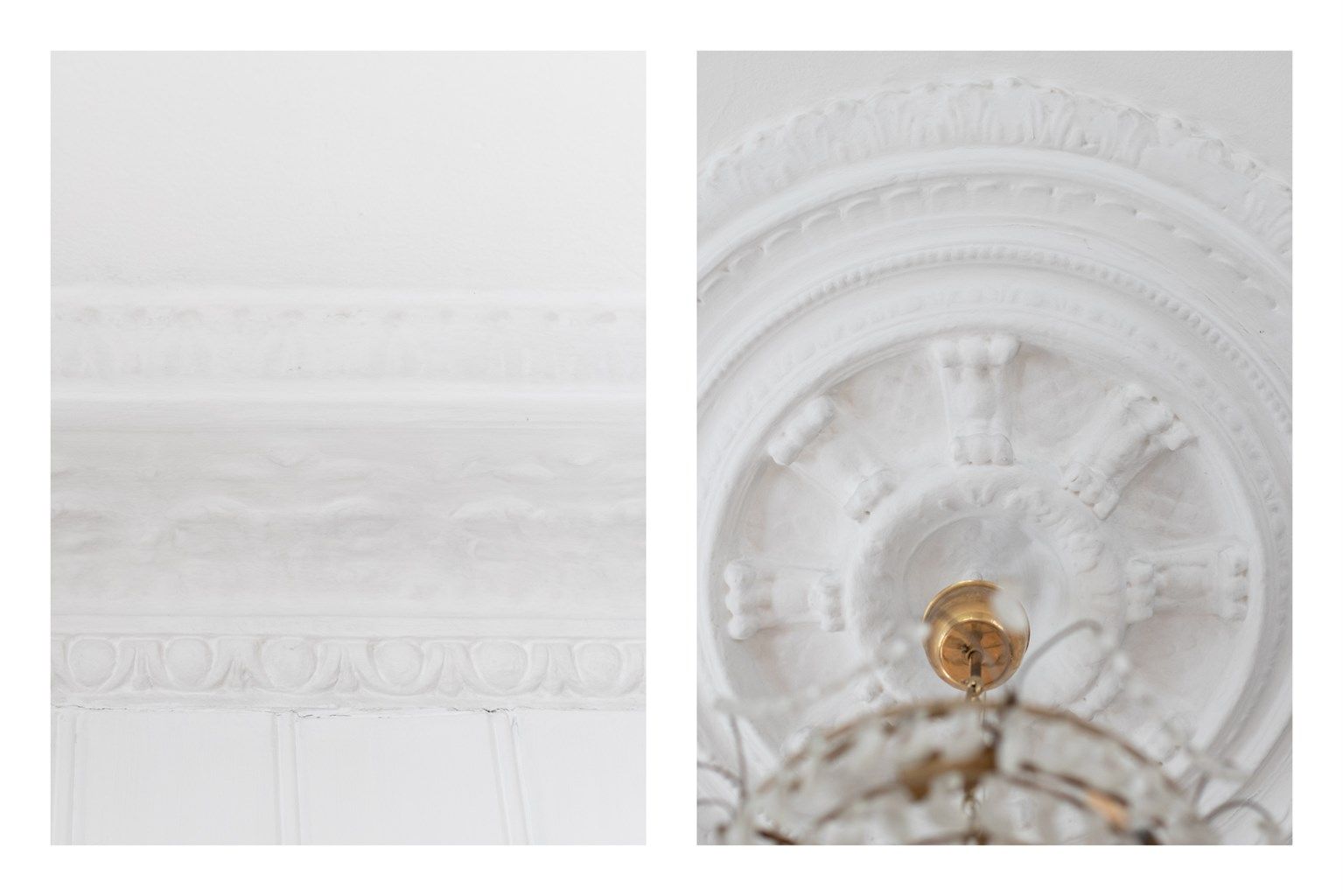 Leiligheten har klassiske detaljer som generøs takhøyde, stukkatur og rosett.