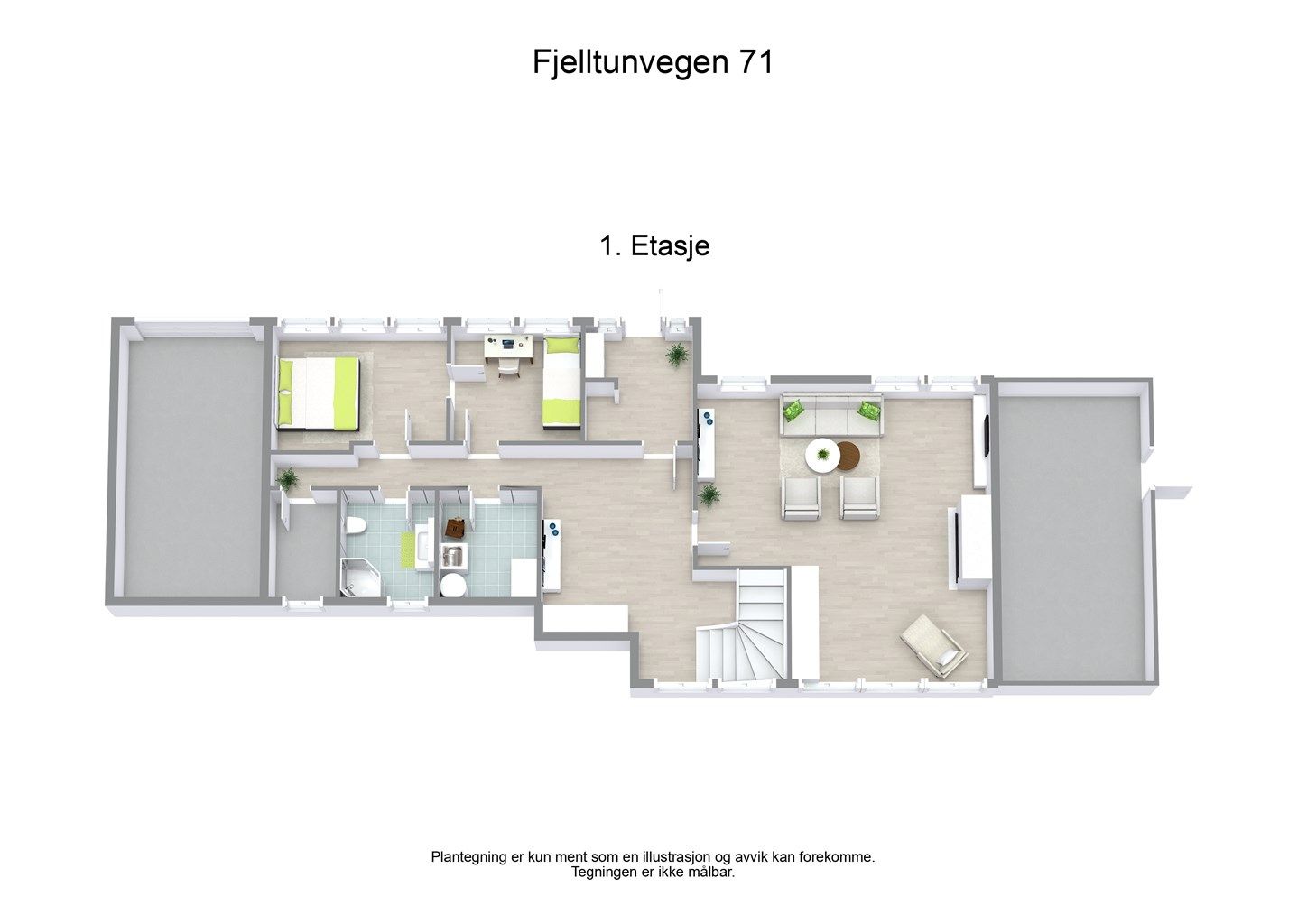 3 D plantegning hovedetasjen