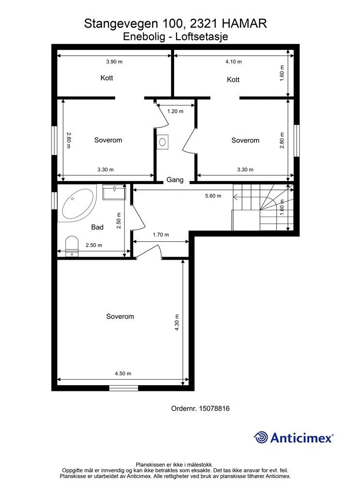 Plantegning - Enebolig - Loftsetasje