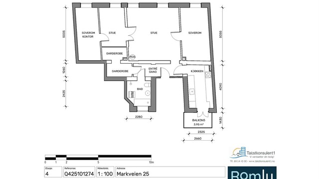 Denne planløsningen viser en gjennomgående og arealeffektiv toppleilighet på 91 m² med en takhøyde på 2,76 meter, to stuer og to soverom.