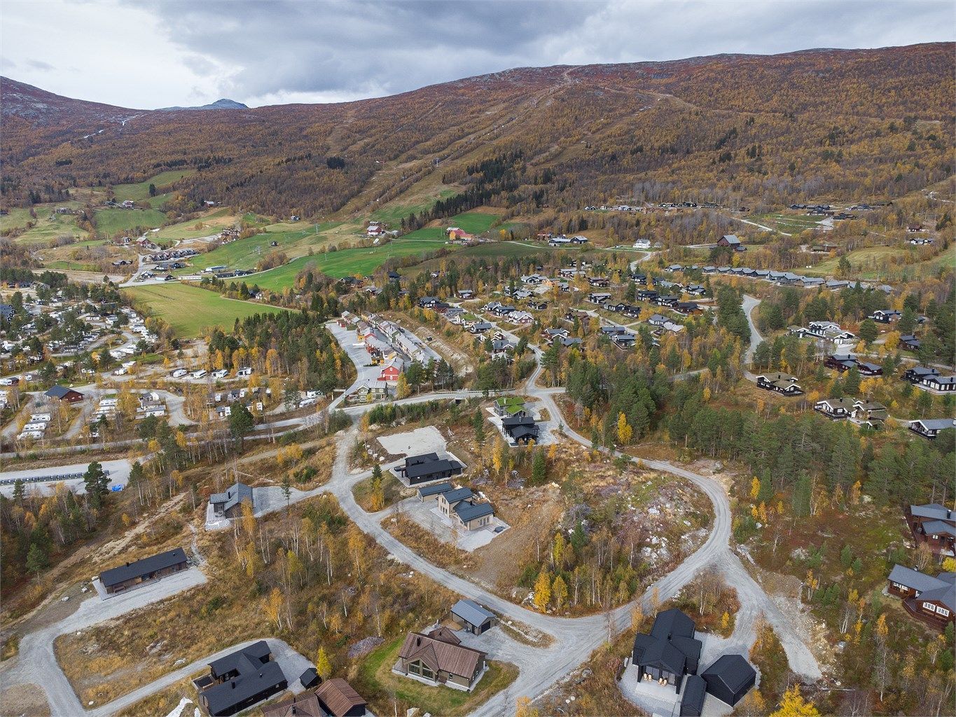 Dronebilde av hyttefeltet