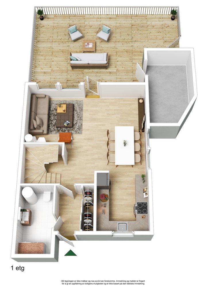Plantegning 1. etg - 3D