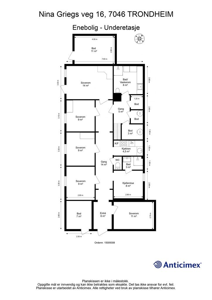 Planskisse underetasje. 